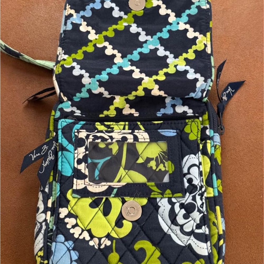 Vera Bradley Navy and Lime Quilted Crossbody Bag - Picture 3 of 5